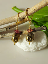 Load image into Gallery viewer, Beautiful Buddah face and Tourmaline earrings.
