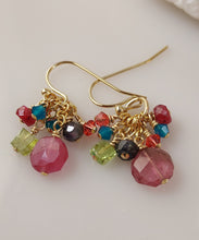 Load image into Gallery viewer, Circle of gemstone earrings bykatejewelry.
