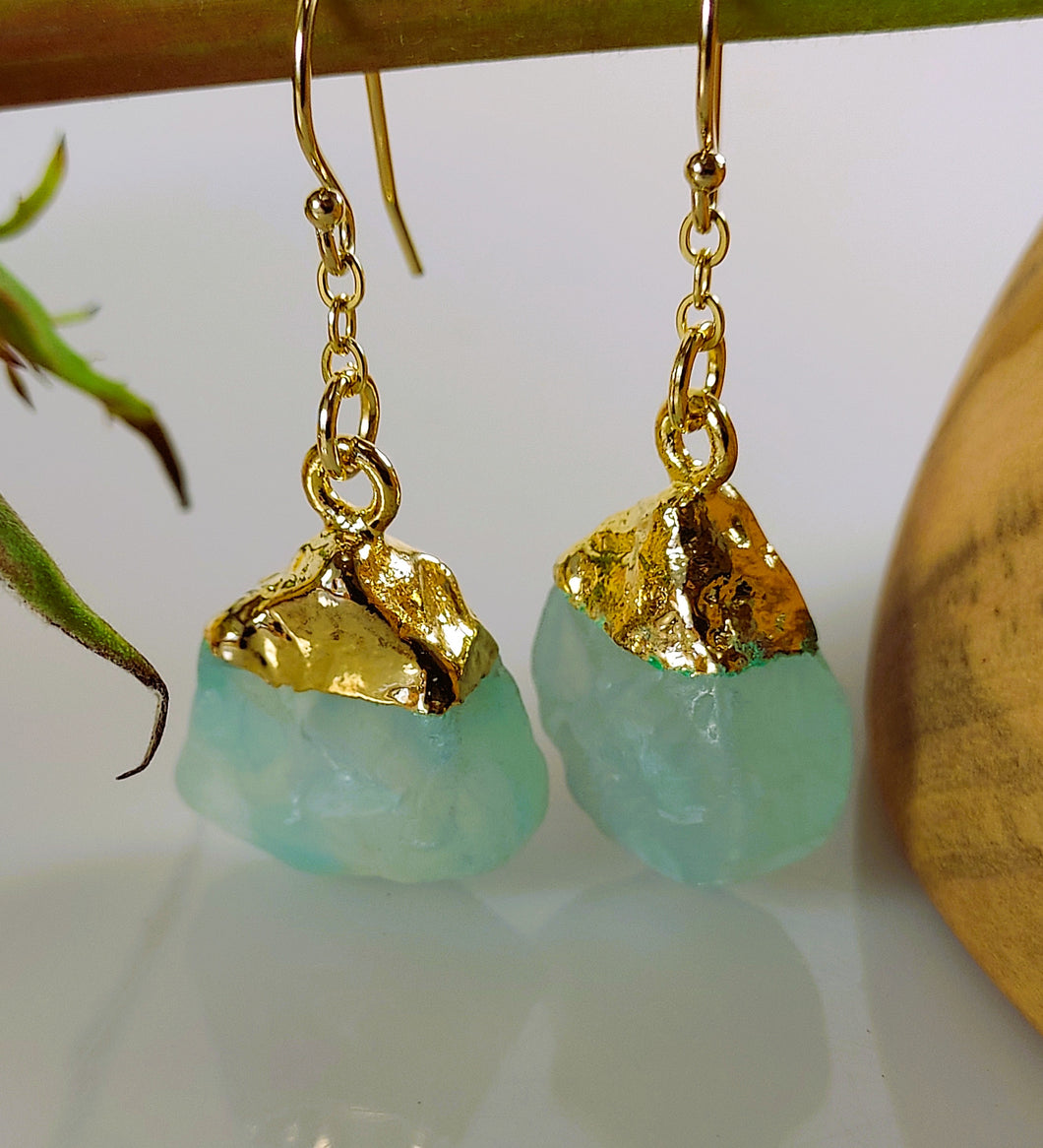 Chalcedony wedge earrings