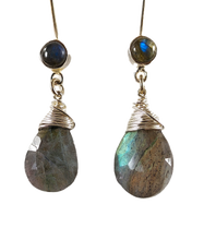 Load image into Gallery viewer, Silver Wrapped Labradorite Earrings
