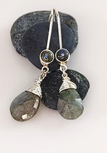 Load image into Gallery viewer, Silver Wrapped Labradorite Earrings
