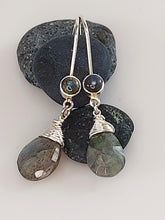 Load image into Gallery viewer, Silver Wrapped Labradorite Earrings
