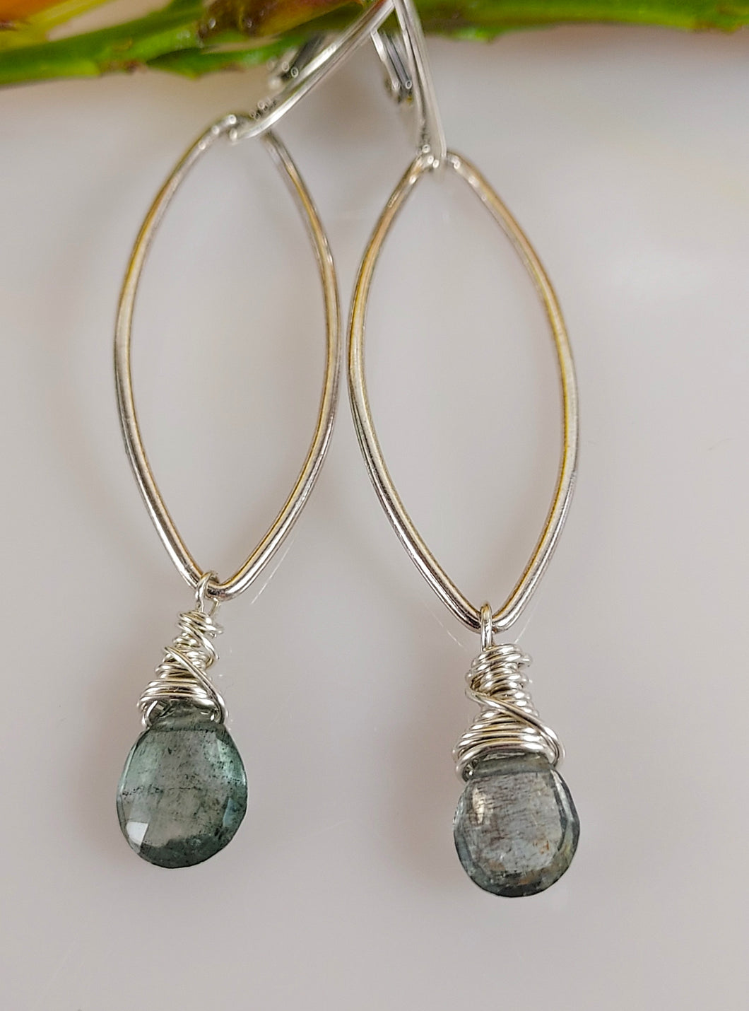 Moss Green Agate Gemstone Earrings