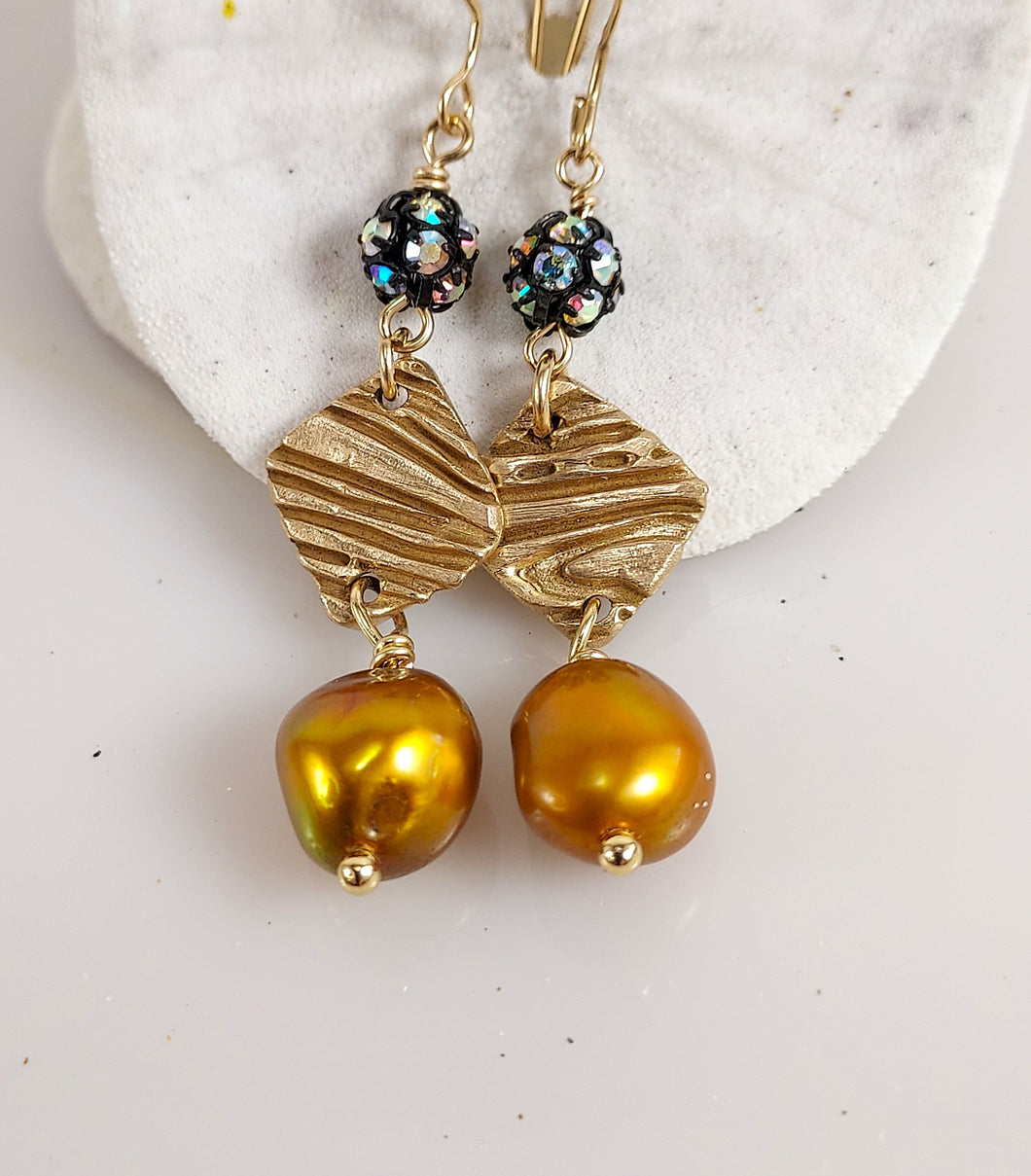 Gold and Bronze Link Earrings
