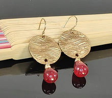 Load image into Gallery viewer, Ruby Jade Teardrop and Bronze Earrings
