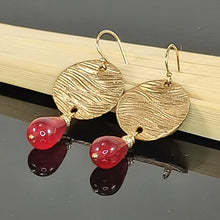 Load image into Gallery viewer, Ruby Jade Teardrop and Bronze Earrings
