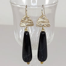Load image into Gallery viewer, Black Onyx and Bronze Earrings
