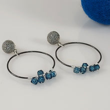Load image into Gallery viewer, Blue Topaz Gemstone Hoop Earrings

