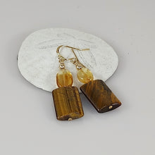 Load image into Gallery viewer, Citrine and Tiger's Eye Earrings
