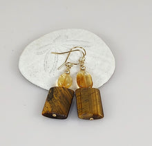 Load image into Gallery viewer, Citrine and Tiger's Eye Earrings
