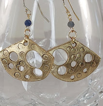Load image into Gallery viewer, Bronze and Sapphire fan earrings

