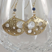 Load image into Gallery viewer, Bronze and Sapphire fan earrings
