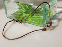 Load image into Gallery viewer, Knotted brown leather and Topaz Crystal necklace hand made in California.
