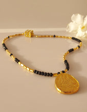 Load image into Gallery viewer, 18 karat Gold plated necklace with Sapphires and magnetic clasp.
