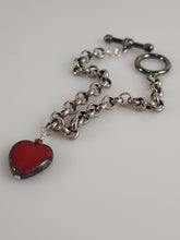 Load image into Gallery viewer, Silver heart and chain necklace with toggle clasp.

